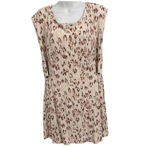 Free People Fake Love Leopard Swing Mini Dress Tunic Brown Cream Pink Size L